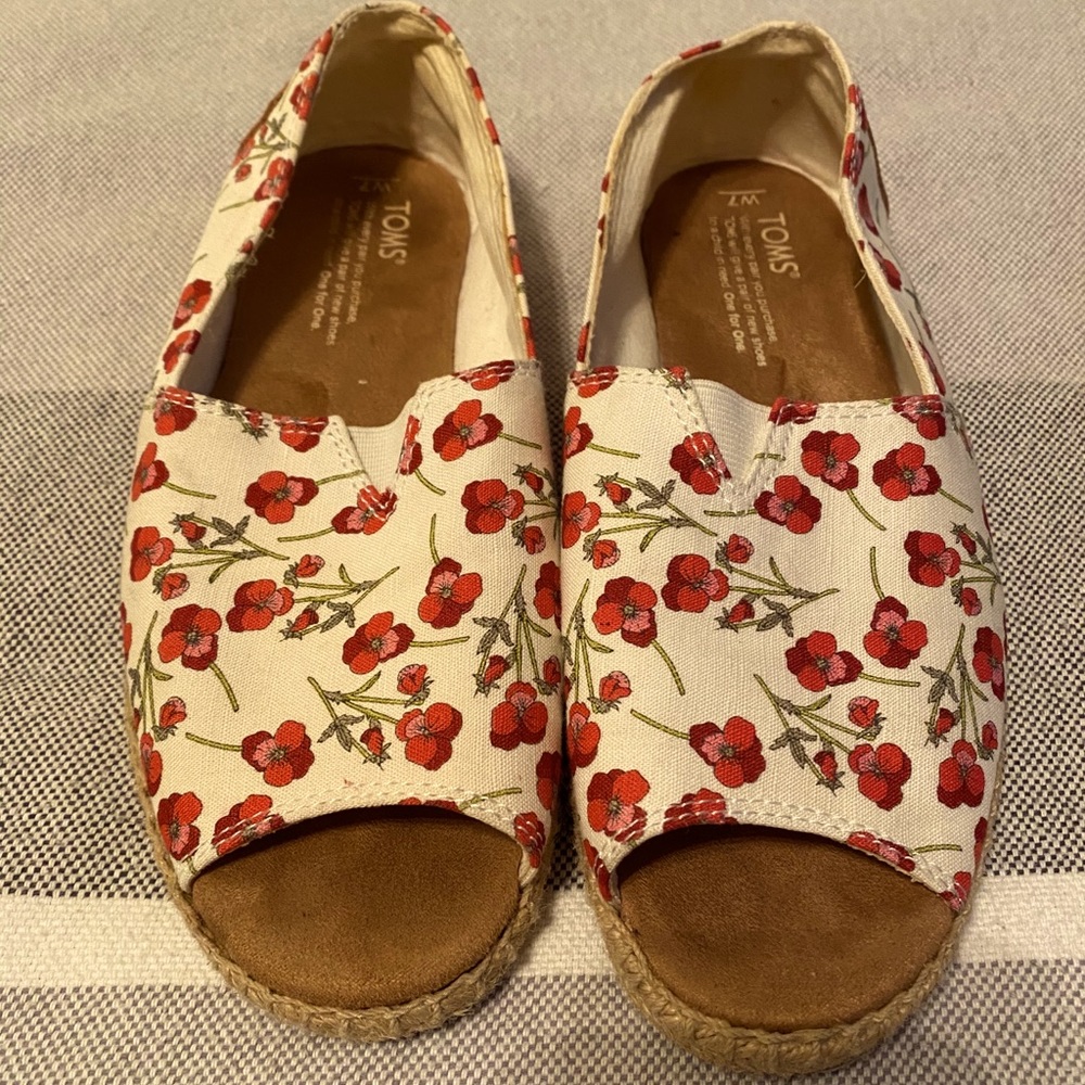 Floral Toms peep toe flats